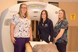 Left to Right: Amy Martens, RT-Radiology Manager; 
Cara Lawrie, RT; Amanda Johnson, RT